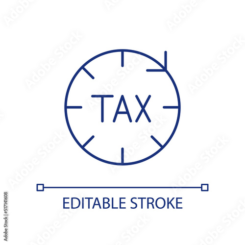 Tax payment RGB color icon. Taxation liability. Economic growth. Taxable income. Time without penalty. Isolated vector illustration. Simple filled line drawing. Editable stroke. Arial font used