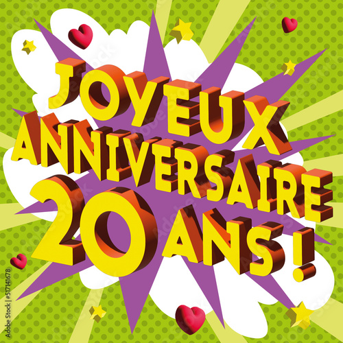 Carte Joyeux Anniversaire 20 ans 2023 1