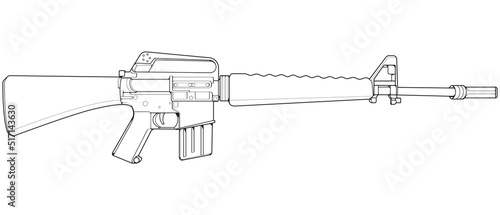 Firearms line art style, Shooting gun, Weapon illustration, Vector Line, Gun illustration, Modern Gun, Military concept, Pistol line art for training
