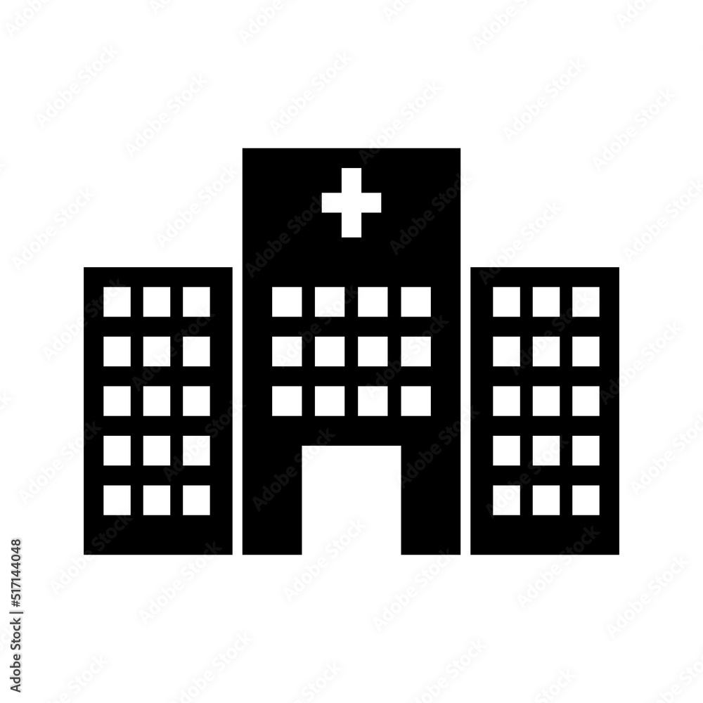 Obraz premium Hospital icon, full black. Suitable for website, content design, poster, banner, or video editing needs