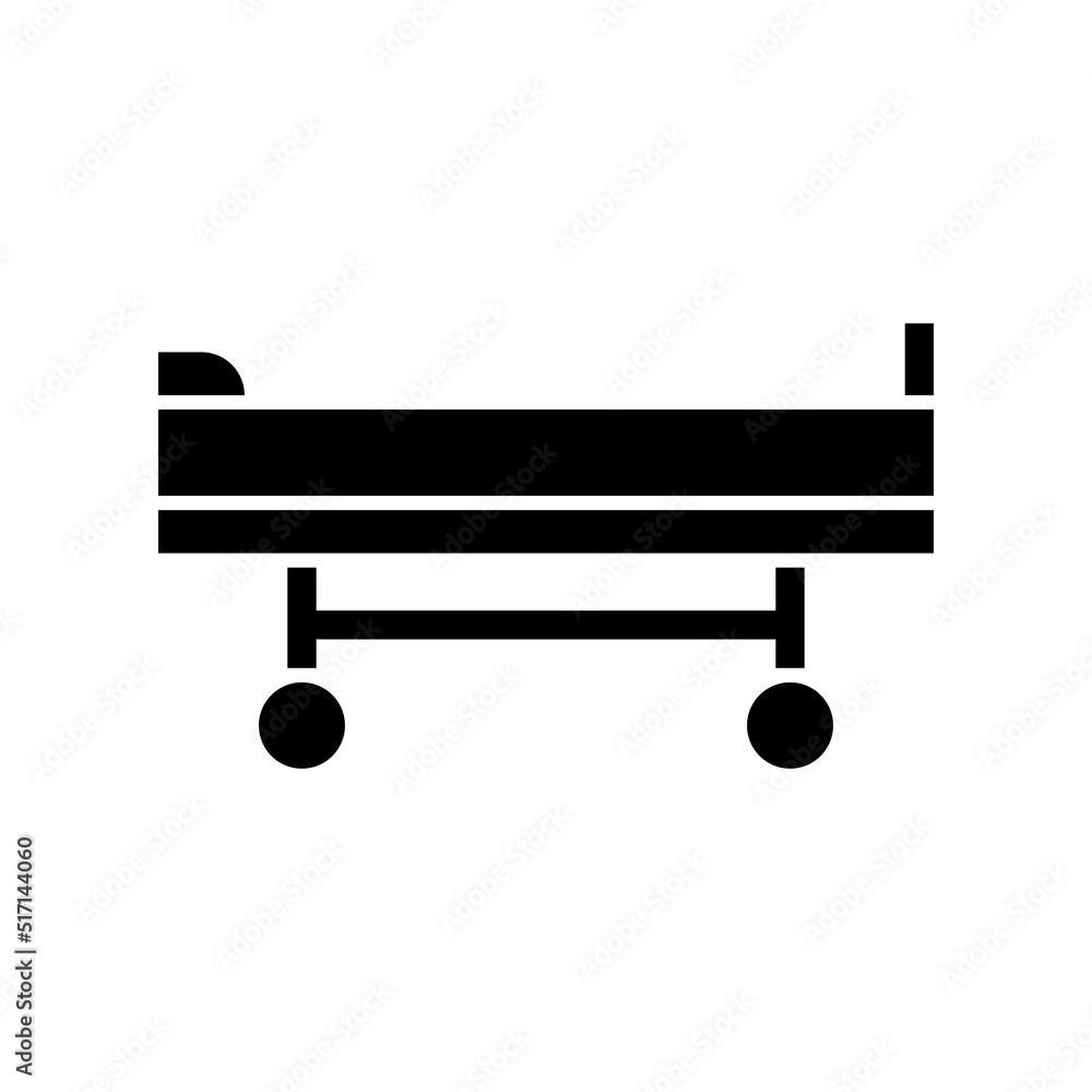 Hospital bed icon, full black. Suitable for website, content design, poster, banner, or video editing needs Hospital bed icon, full black. Suitable for website, content design, poster, banner, or video editing needs