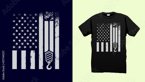 American flag of construction theme t-shirt design 