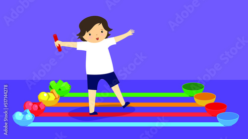 boy takes part in relay race