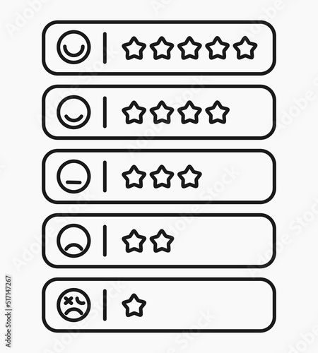Customer feedback line icon set. 5 stars customer review  symbol