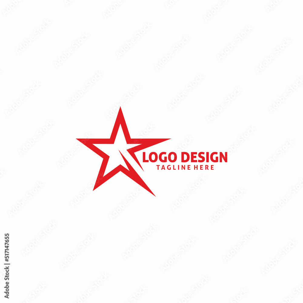Obraz premium red star line art logo design