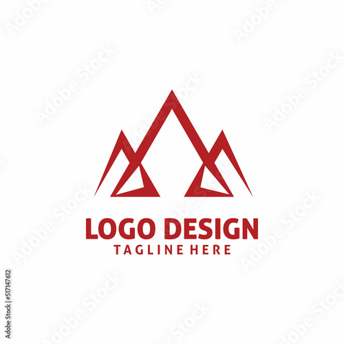 red mountain line art logo design