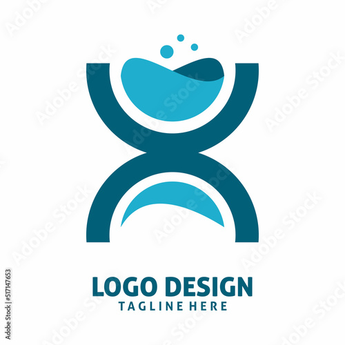 water fluid glasshour logo design