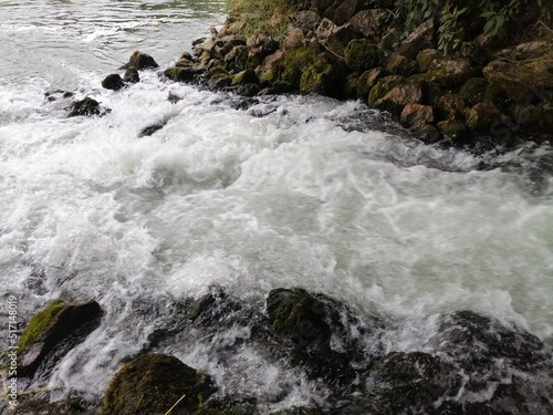 water flowing into the rocks