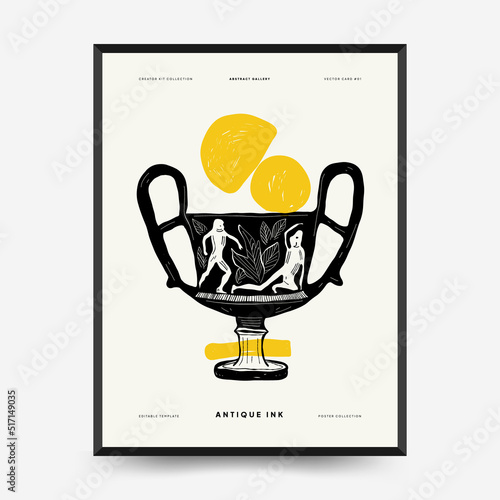 Antique statues vertical posters template. Modern card, wall art.