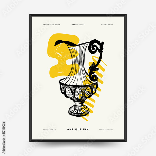 Antique statues vertical posters template. Modern card, wall art.