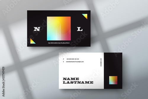 Trendy minimal abstract business card template. Modern corporate stationery id layout with geometric pattern. Vector fashion background design with information sample name text.