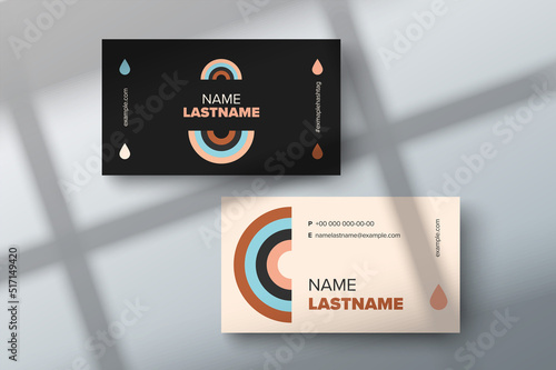 Trendy minimal abstract business card template. Modern corporate stationery id layout with geometric pattern. Vector fashion background design with information sample name text.