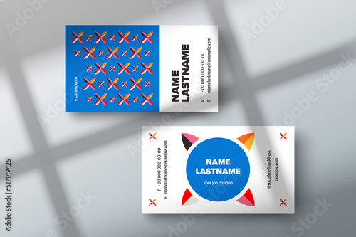 Trendy minimal abstract business card template. Modern corporate stationery id layout with geometric pattern. Vector fashion background design with information sample name text.