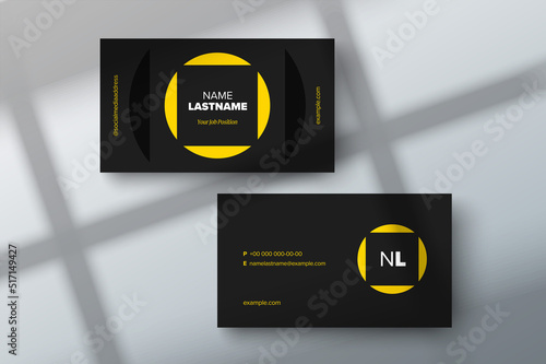 Trendy minimal abstract business card template. Modern corporate stationery id layout with geometric pattern. Vector fashion background design with information sample name text.