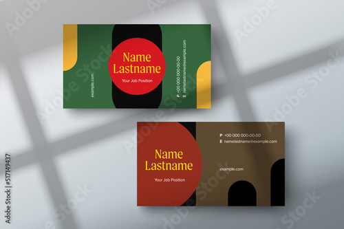 Trendy minimal abstract business card template. Modern corporate stationery id layout with geometric pattern. Vector fashion background design with information sample name text.