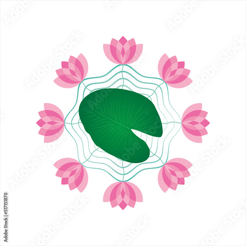 Water Lily with Leaf Design