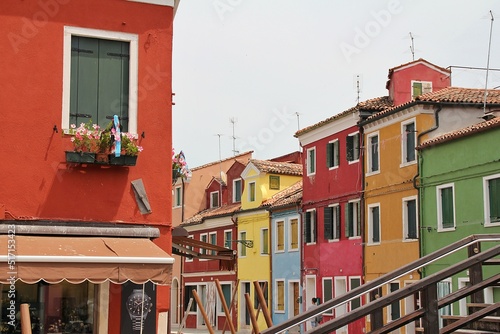 colourful little houses in Burano, island of Burano, rainbow houses, architecture on an island near Venice, vibrant colours of the houses