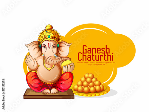 Obraz na plátně illustration of Lord Ganpati FOR Happy Ganesh Chaturthi Indian festival