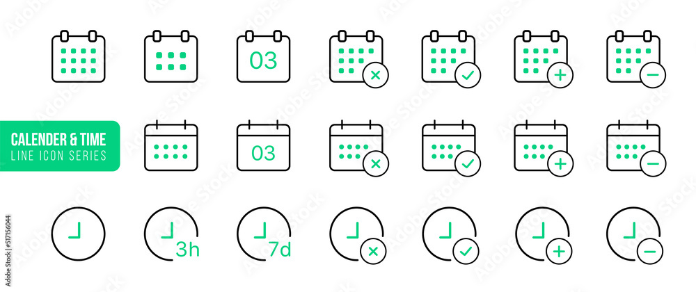Calendar and time thin line icon. Minimal flat vector illustration. Included simple outline icons as schedule, reminder, appointment, planner, event time, timer, clock. Calendar and time thin line icon. Minimal flat vector illustration. Included simple outline icons as schedule, reminder, appointment, planner, event time, timer, clock.