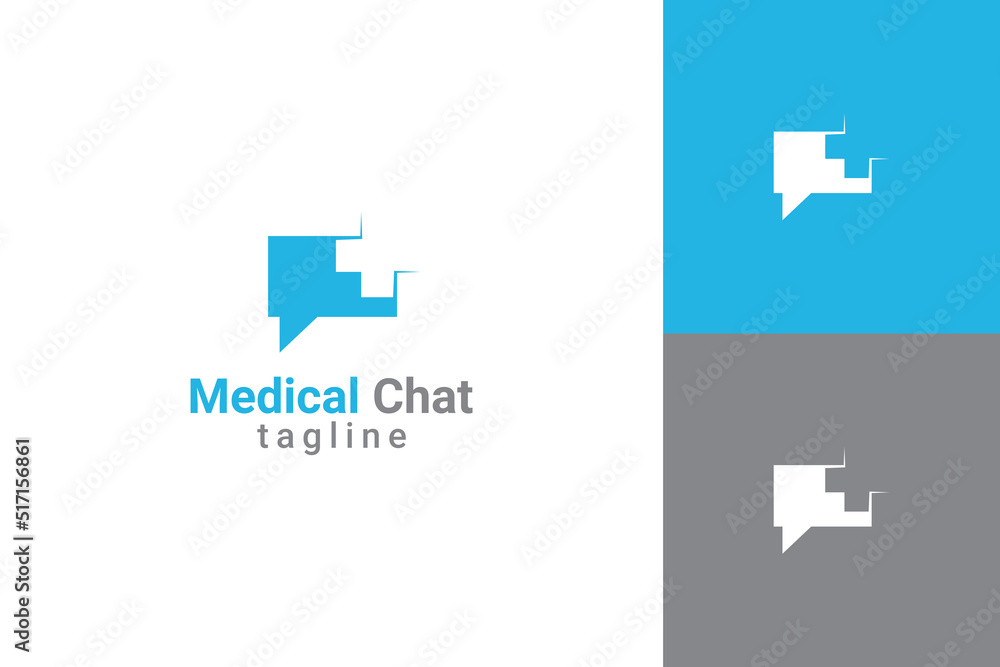 Fototapeta premium Medical chat logo template, Message and plus icon concept