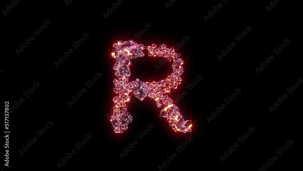 rose lighting fashion brilliants font - letter R on black, isolated - loop video rose lighting fashion brilliants font - letter R on black, isolated - loop video