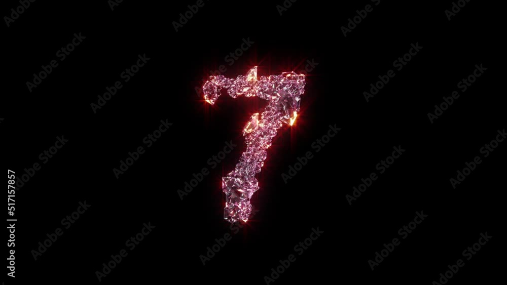 purple lighting lux gems font - number 7 on black, isolated - loop video purple lighting lux gems font - number 7 on black, isolated - loop video