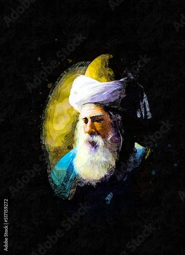 Mevlana Celaleddin-i Rumi who is 13th century Muslim poet, jurist, scholar, theologian and Sufi photo