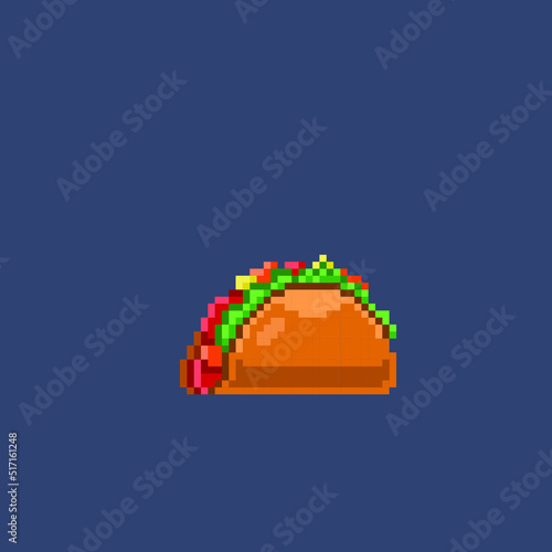 tachos food in pixel art style