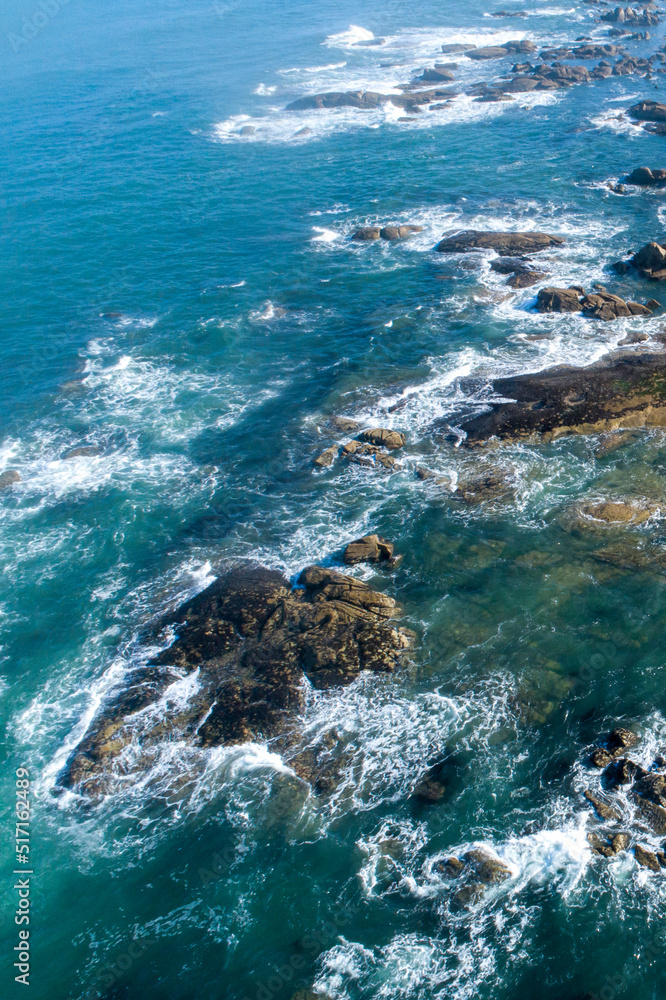 drone aerial view of rocky coastline in the atlantic ocean drone aerial view of rocky coastline in the atlantic ocean