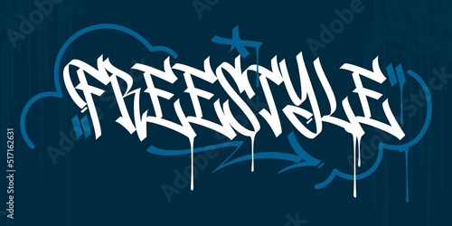 Hip Hop Hand Written Urban Street Art Graffiti Style Word Freestyle Vector Illustration Template
