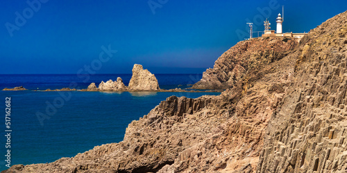 Columnar Jointing Structures Of Punta Baja, Cabo de Gata-Níjar Natural Park, UNESCO Biosphere Reserve, Almería, Andalucía, Spain, Europe