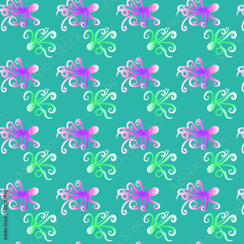 Retro pattern with dancing octopuses. suitable as a print for fabric and decorative background