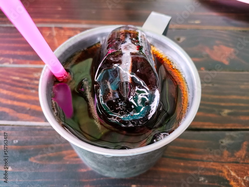 Soft drink cola close-up.