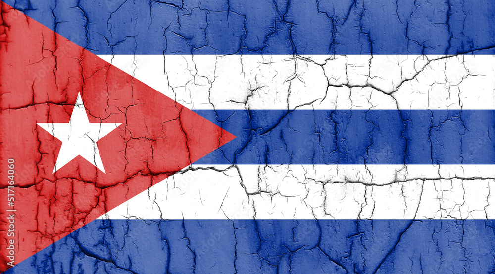 Textured photo of the flag of Cuba with cracks.