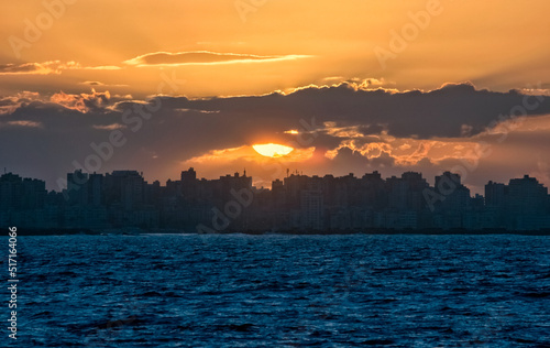 sunset over the city