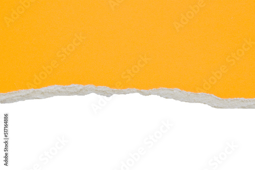 Yellow ripped paper torn edges strips isolated on white background
