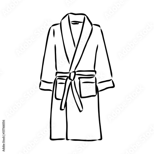 Bath robe, robe for the shower, bathrobe, doodle style, sketch illustration, hand drawn, vector