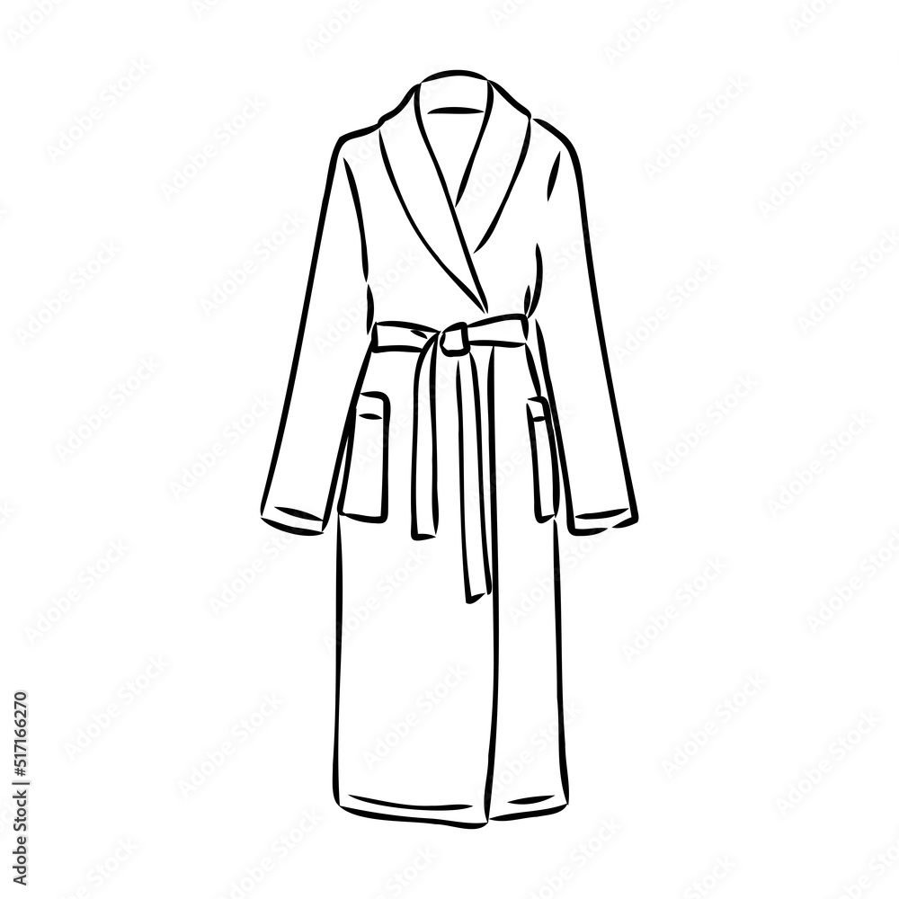 Bath robe, robe for the shower, bathrobe, doodle style, sketch illustration, hand drawn, vector Bath robe, robe for the shower, bathrobe, doodle style, sketch illustration, hand drawn, vector