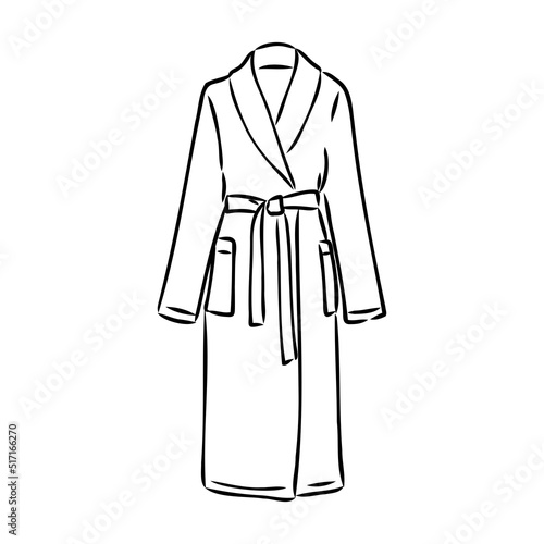 Bath robe, robe for the shower, bathrobe, doodle style, sketch illustration, hand drawn, vector