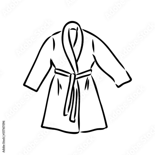 Bath robe, robe for the shower, bathrobe, doodle style, sketch illustration, hand drawn, vector