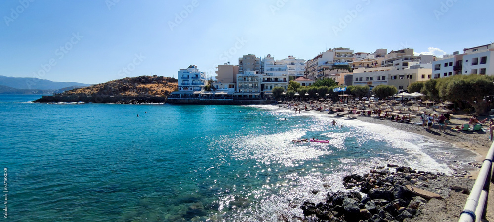 Fototapeta premium View of the coast of the Mediterranean city, the city's beach