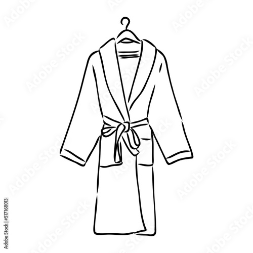 Bath robe, robe for the shower, bathrobe, doodle style, sketch illustration, hand drawn, vector © Elala 9161