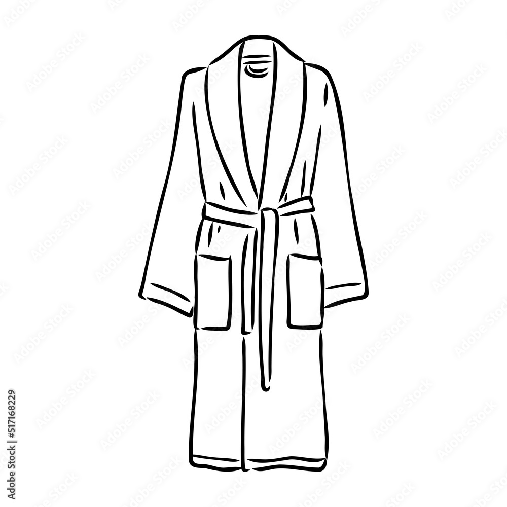 Bath robe, robe for the shower, bathrobe, doodle style, sketch illustration, hand drawn, vector Bath robe, robe for the shower, bathrobe, doodle style, sketch illustration, hand drawn, vector