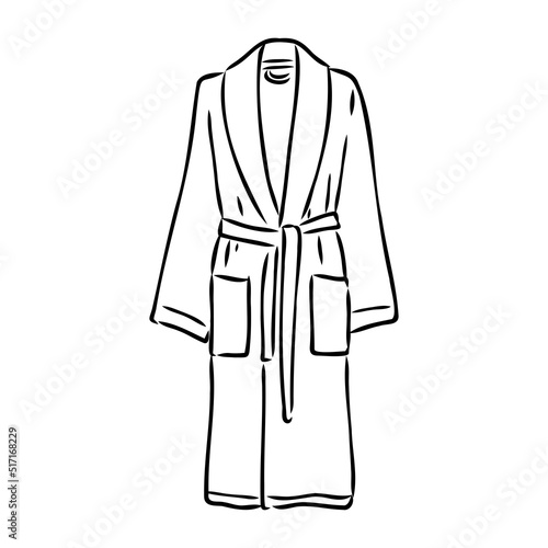 Bath robe, robe for the shower, bathrobe, doodle style, sketch illustration, hand drawn, vector