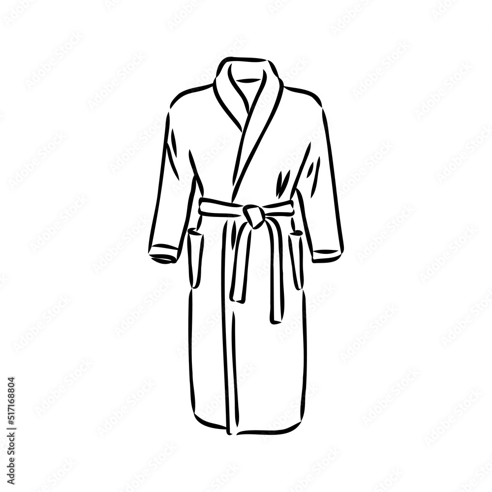 Bath robe, robe for the shower, bathrobe, doodle style, sketch illustration, hand drawn, vector Bath robe, robe for the shower, bathrobe, doodle style, sketch illustration, hand drawn, vector
