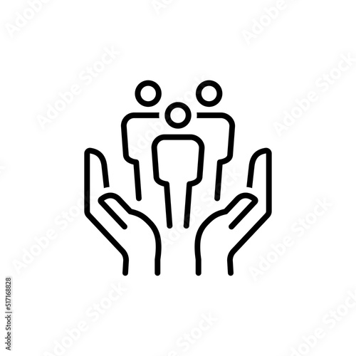 customer care icon, patient assistance, management support and help client, thin line symbol on white background - editable stroke vector illustration eps 10