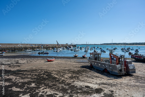 Fishing and pleasure boats in Gorey harbour, Jersey, Channel Islands, British Isles.