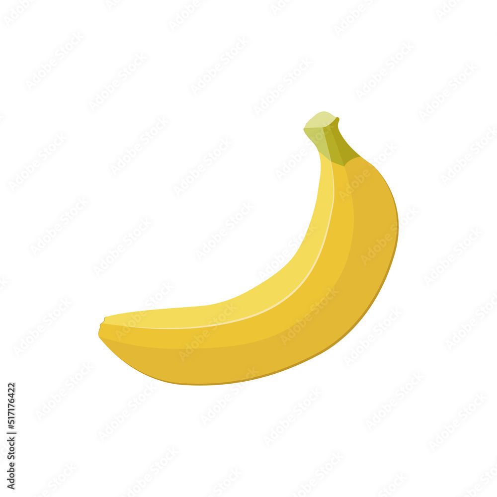 The isolated flat yellow banana
