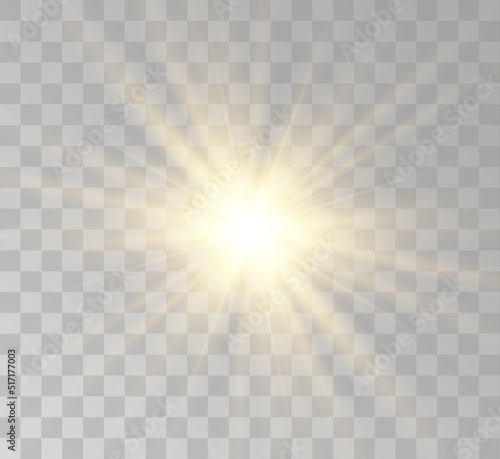 Transparent yellow sunlight special lens flash light effect. Front solar flare lenses