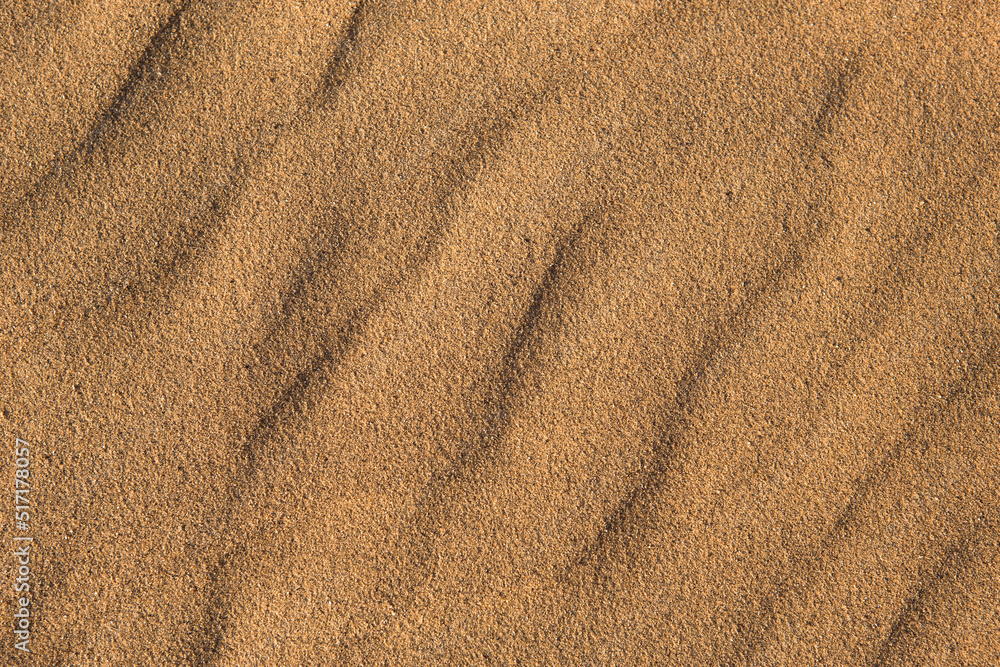 Texture of sand in the desert close-up background. A dune with a pattern of sand waves Texture of sand in the desert close-up background. A dune with a pattern of sand waves